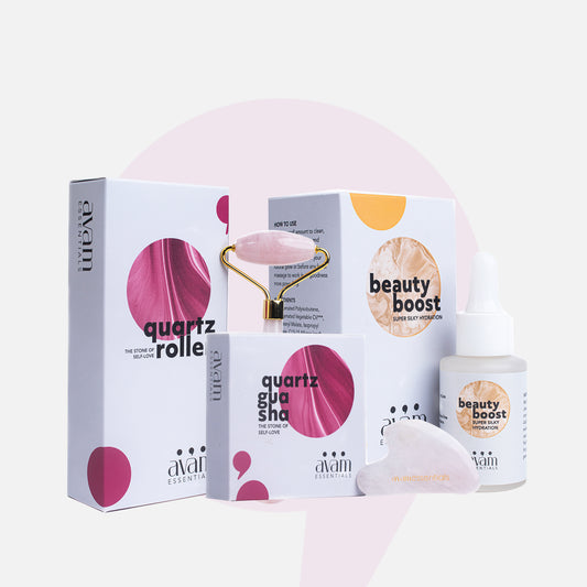 Serum, Rose Facial Roller, & Rose Gua Sha set