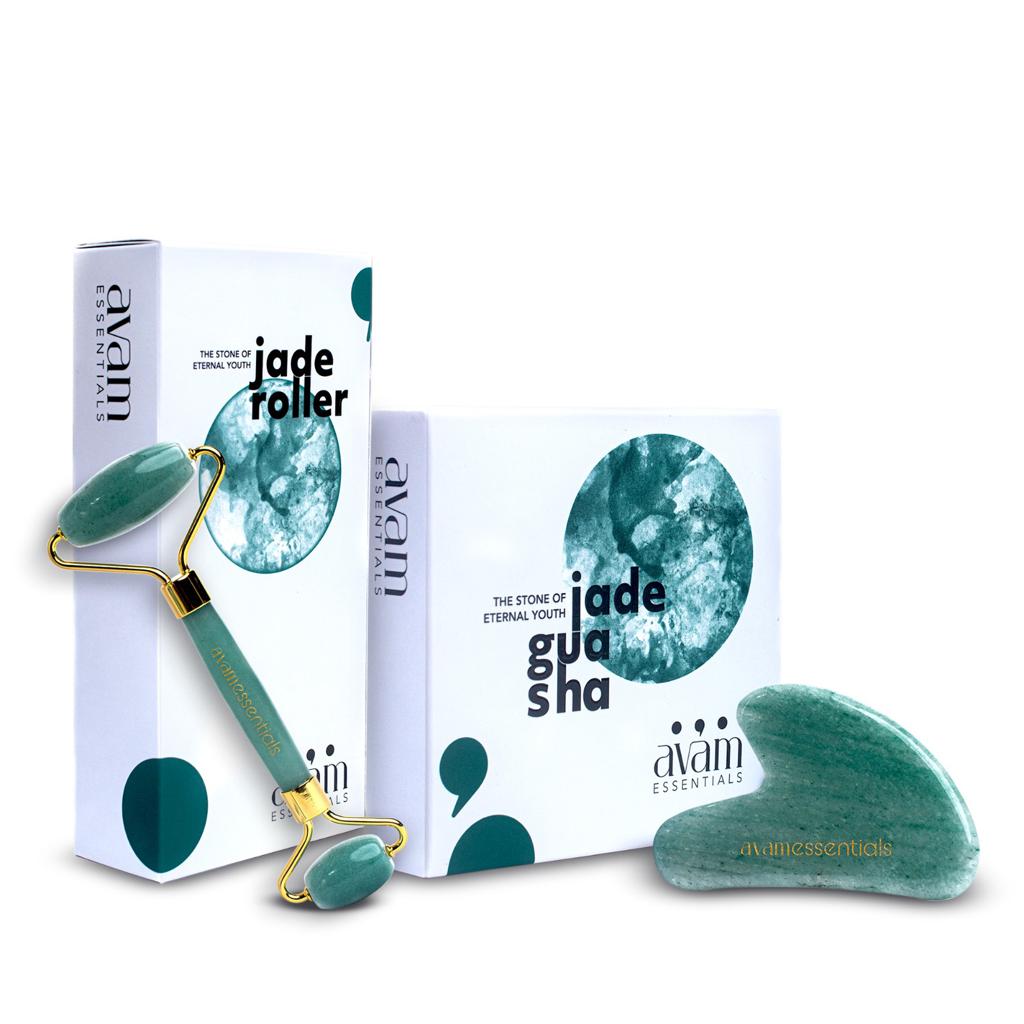 Jade Gua sha and Roller set for face
