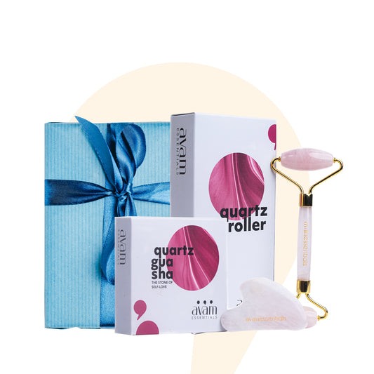 Rose Gua Sha and Rose Facial Roller Gift set