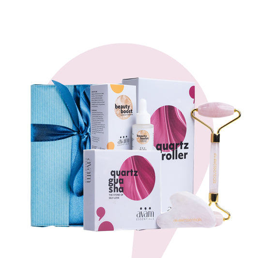 Rose Gua Sha, Rose Facial Roller, & Serum Gift set