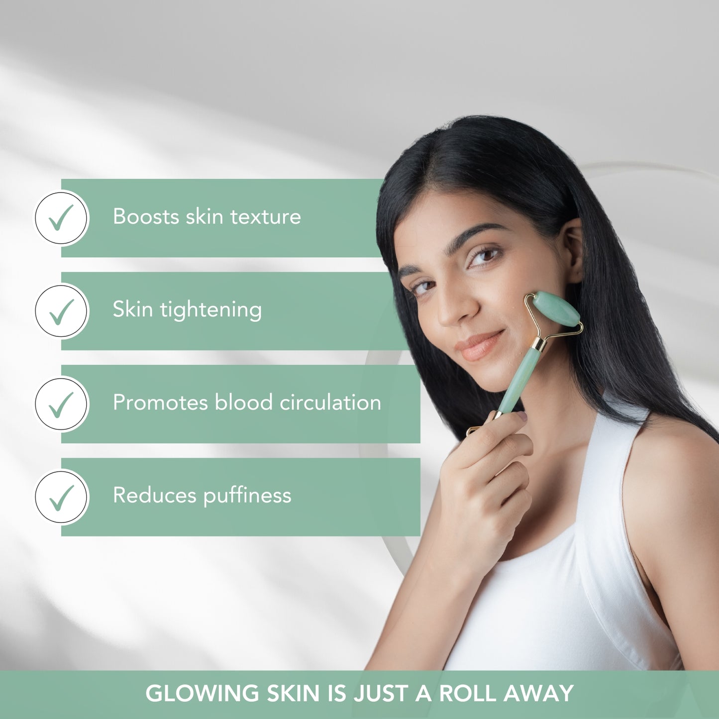 Jade Gua sha and Roller set for face